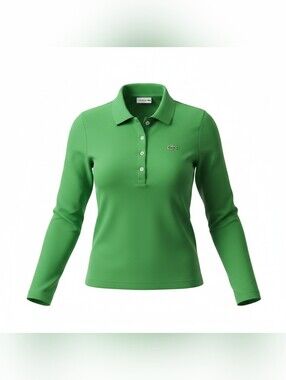 Vintage 80's Women's Lacoste Izod Kelly Green Long Sleeve Polo Shirt Size Small
